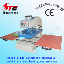 T-Shirt Printing Machine Pneumatic Double Station Heat Press Machine 40*60cm Bottom Glide Automatic Heat Transfer Machine CE Certificate